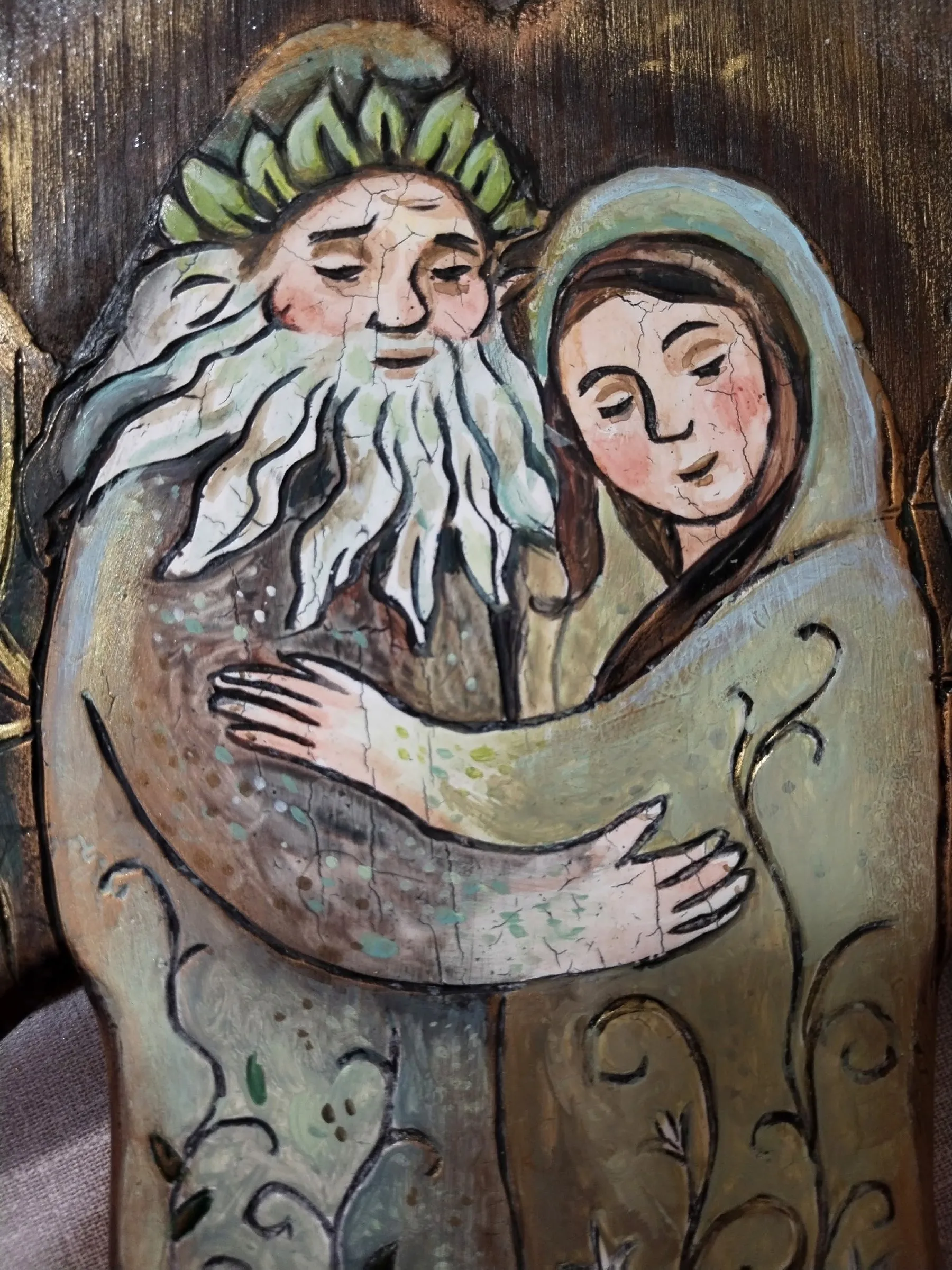 «Родители», панно — фрагмент